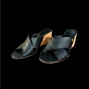 Women’s Tory Burch Leather Crossover Wedge Sandal size 6.5